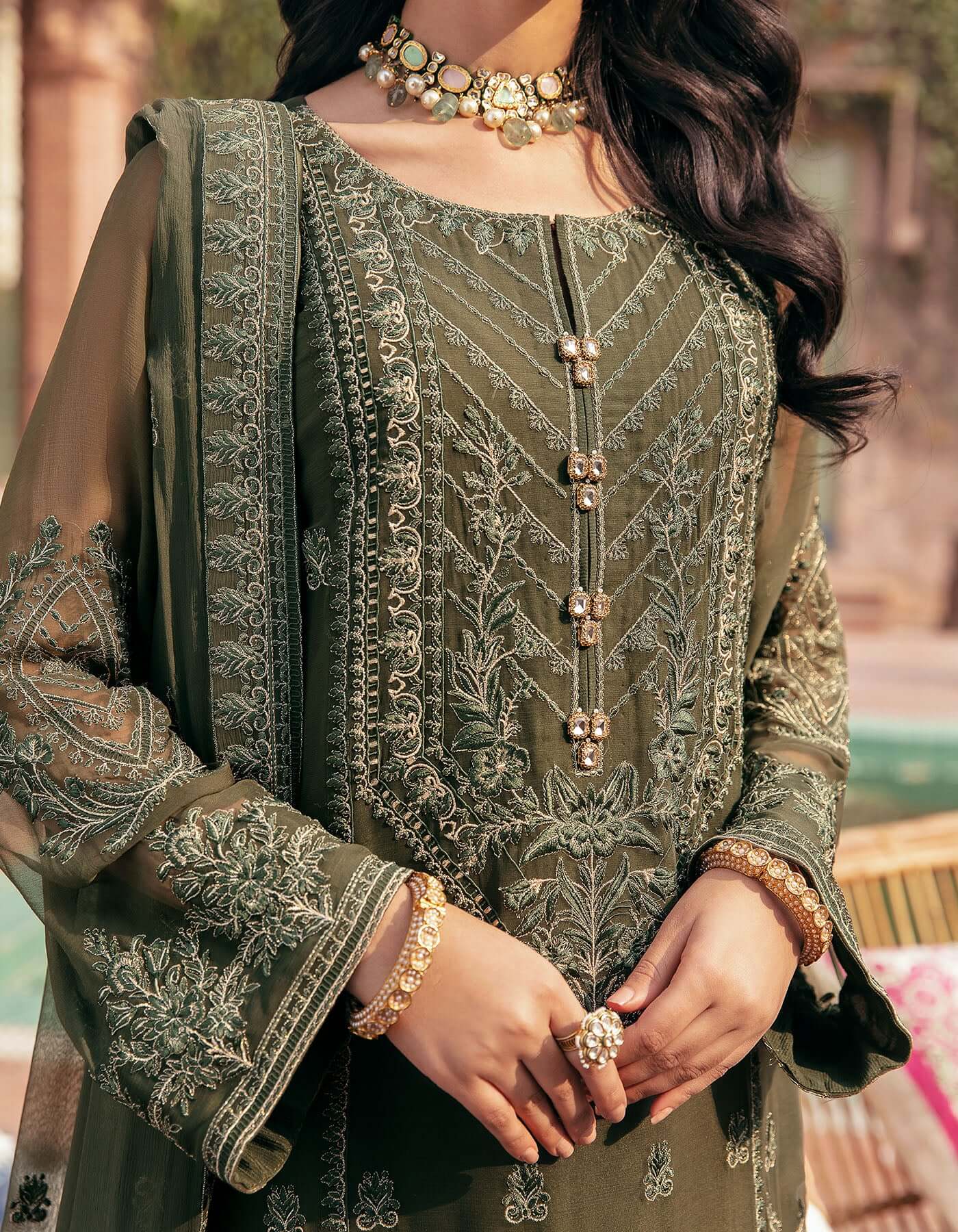 SIFA Crinkle Chiffon Embroidered 3Pc Suit - GHAZAL - House Of Hania