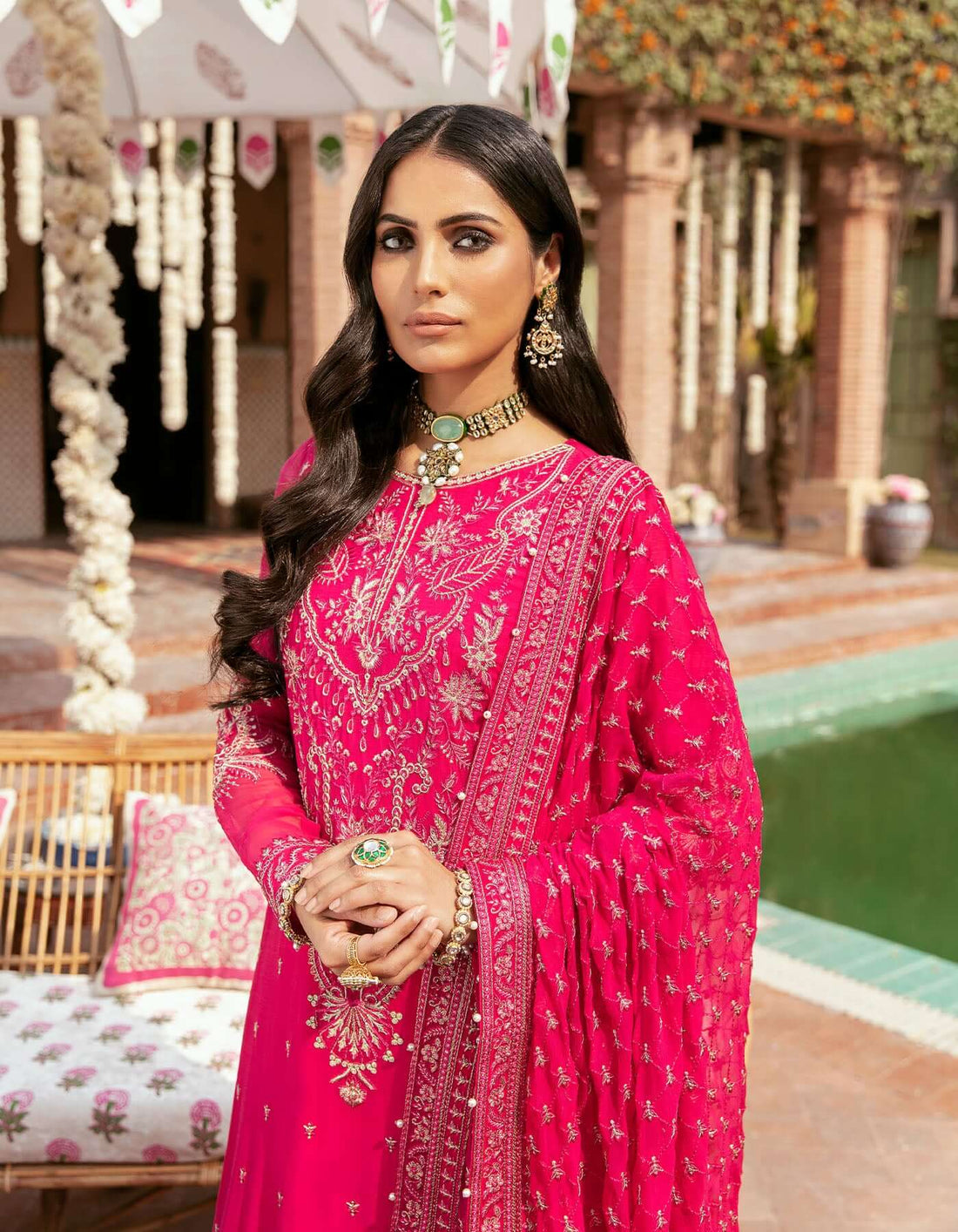 SIFA Crinkle Chiffon Embroidered 3Pc Suit - LAILA - House Of Hania
