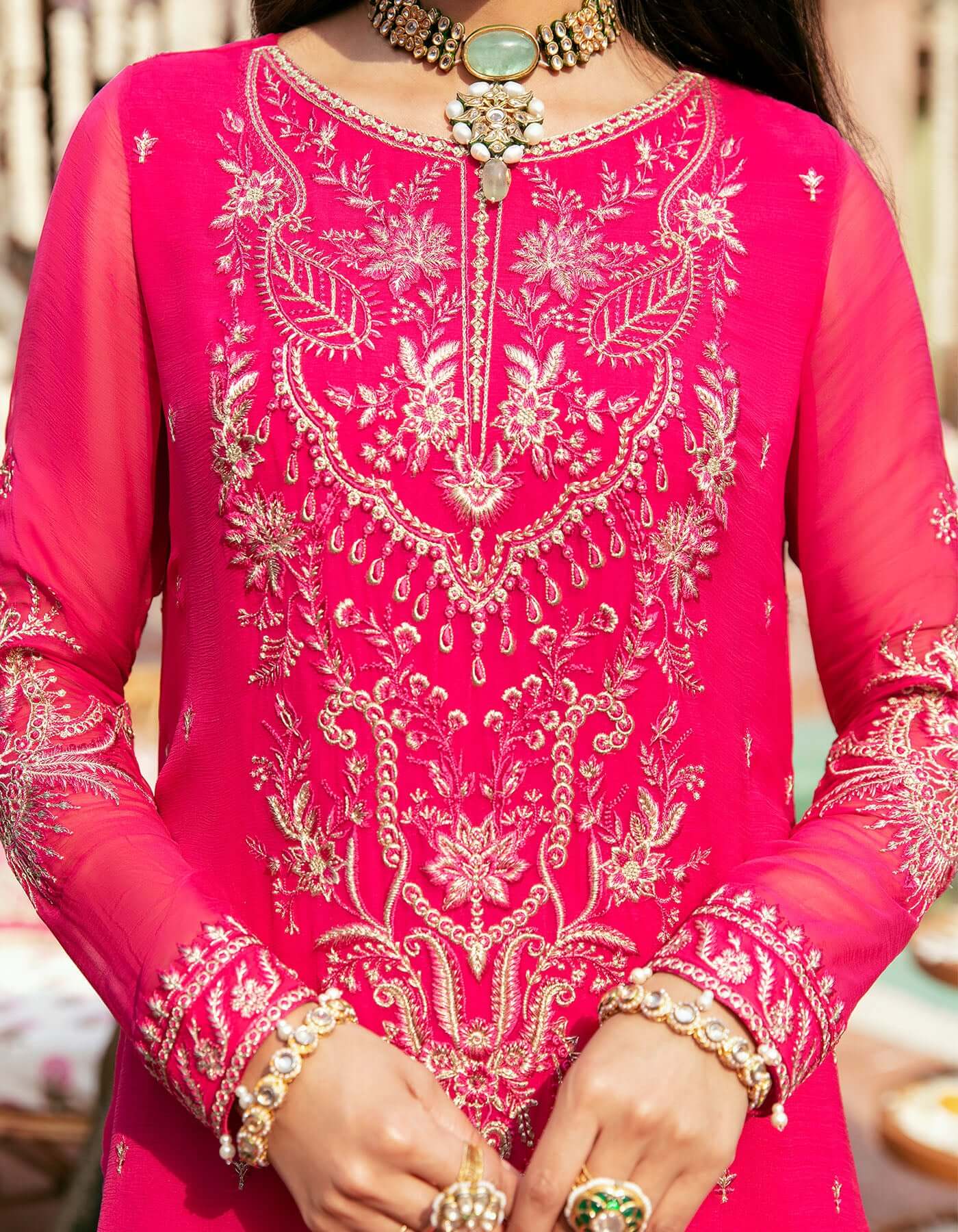 SIFA Crinkle Chiffon Embroidered 3Pc Suit - LAILA - House Of Hania