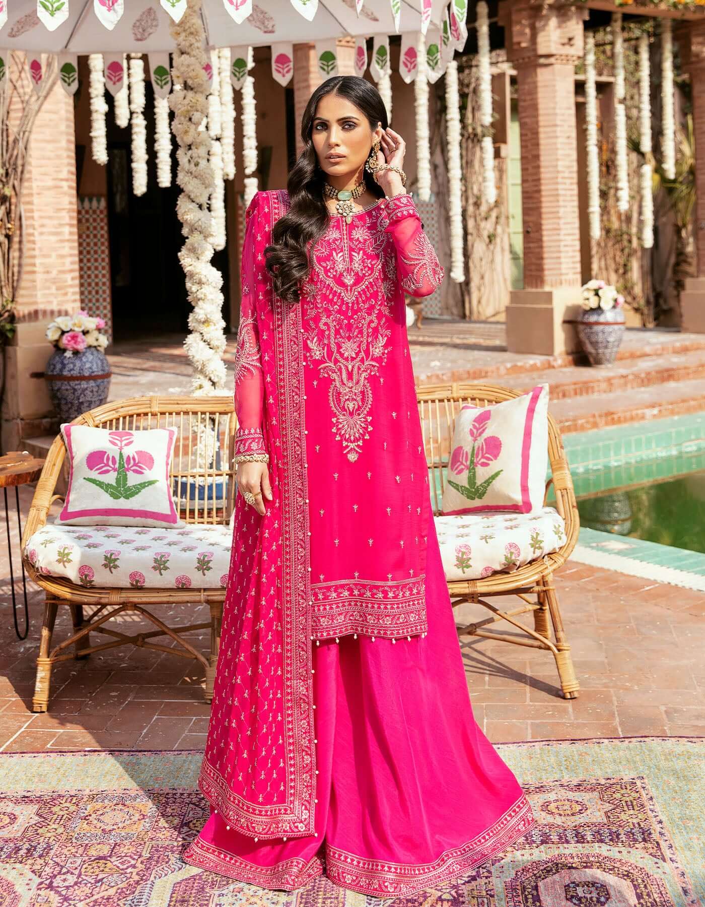 SIFA Crinkle Chiffon Embroidered 3Pc Suit - LAILA - House Of Hania