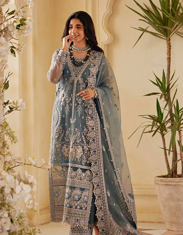 SIFA Sajli Festive Formal Embroidered 3Pc Suit S03 - ICE SAGE - House Of Hania