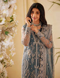 SIFA Sajli Festive Formal Embroidered 3Pc Suit S03 - ICE SAGE - House Of Hania