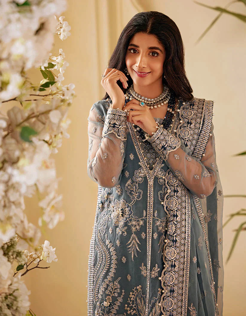 SIFA Sajli Festive Formal Embroidered 3Pc Suit S03 - ICE SAGE - House Of Hania