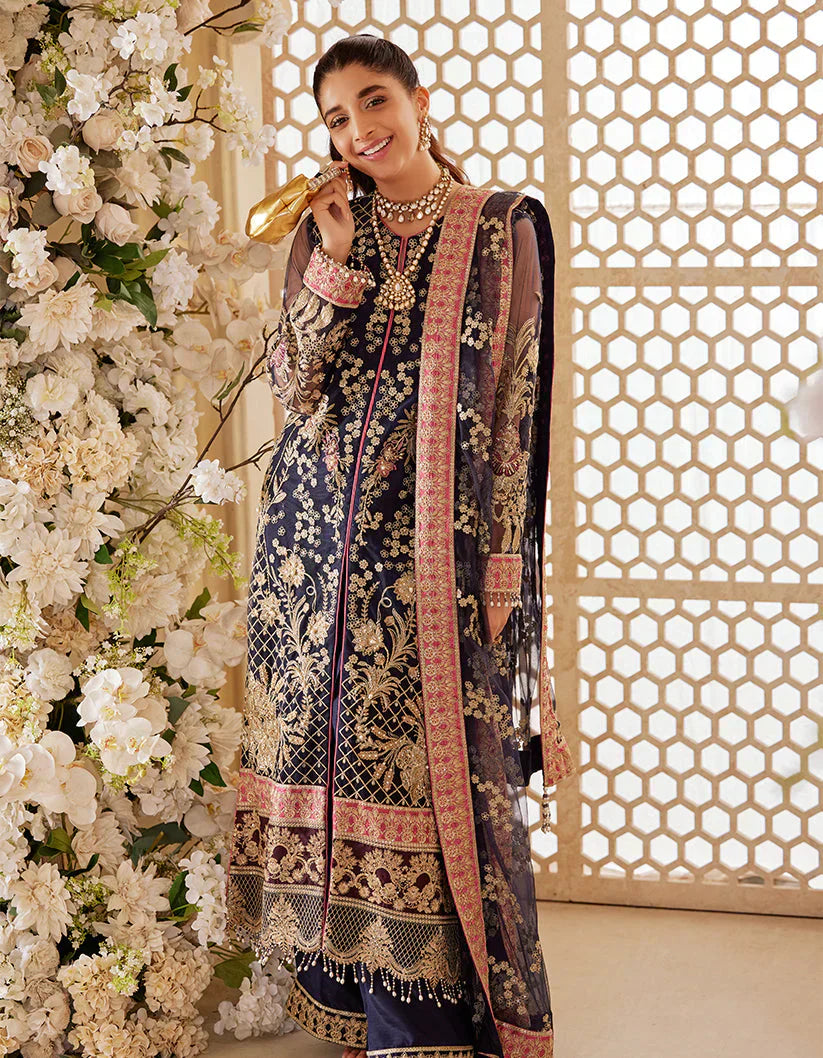 SIFA Sajli Festive Formal Embroidered 3Pc Suit S05 - BLUE JADE - House Of Hania
