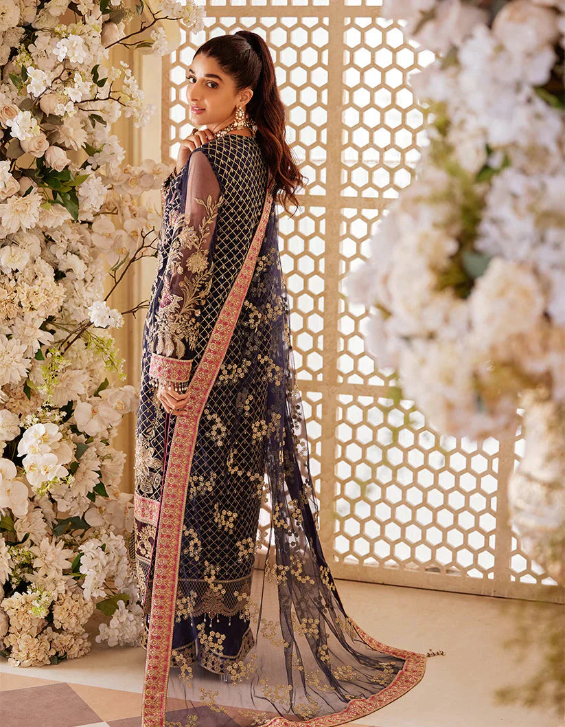 SIFA Sajli Festive Formal Embroidered 3Pc Suit S05 - BLUE JADE - House Of Hania