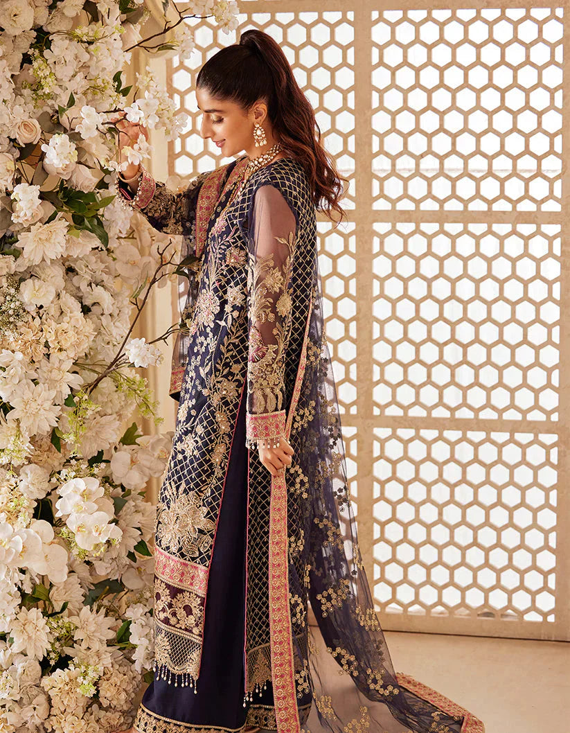 SIFA Sajli Festive Formal Embroidered 3Pc Suit S05 - BLUE JADE - House Of Hania