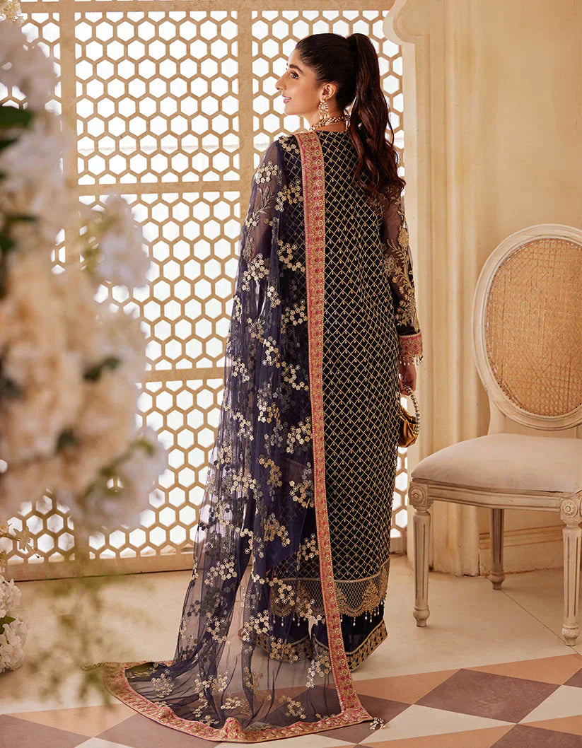 SIFA Sajli Festive Formal Embroidered 3Pc Suit S05 - BLUE JADE - House Of Hania