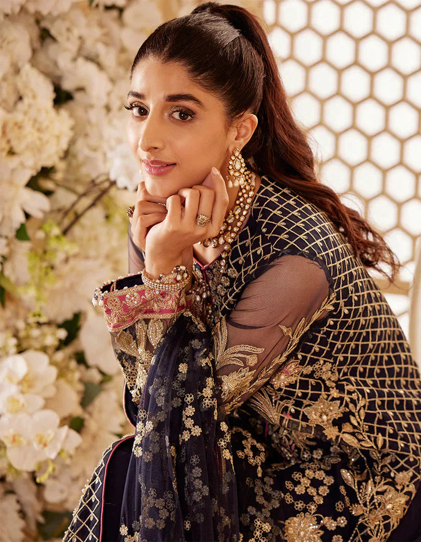 SIFA Sajli Festive Formal Embroidered 3Pc Suit S05 - BLUE JADE - House Of Hania