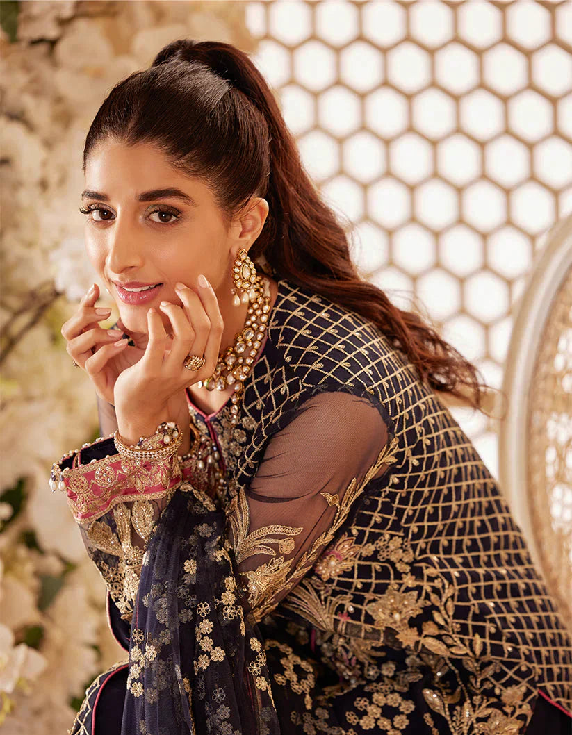 SIFA Sajli Festive Formal Embroidered 3Pc Suit S05 - BLUE JADE - House Of Hania