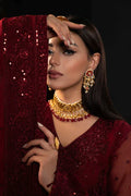 SIFA Valentino Embroidered Chiffon 3 Piece Suit - Winery - House Of Hania