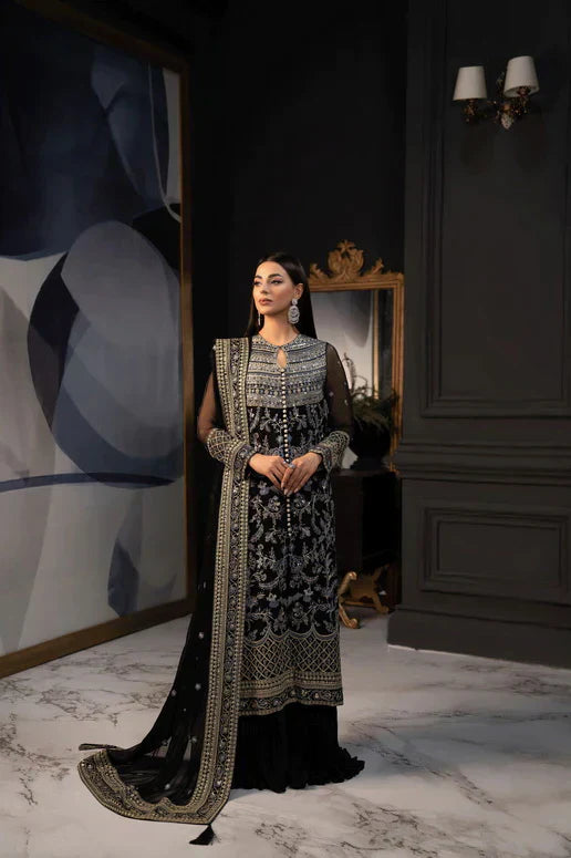 SIFA Valentino Embroidered Chiffon 3 Piece Suit - Zofi - House Of Hania
