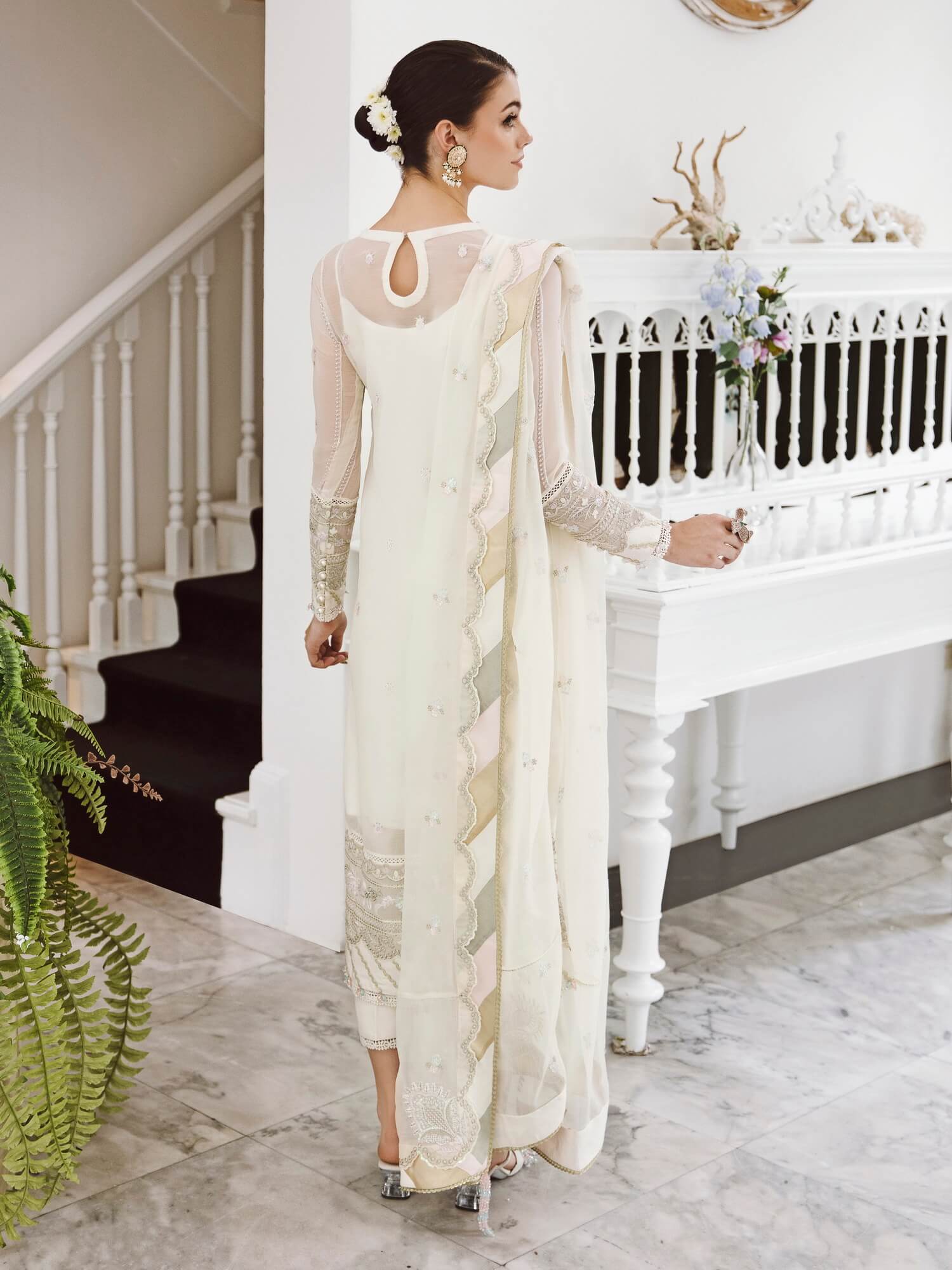 Saad Shaikh Ella Embroidered Luxury Chiffon 3Pc Suit DSG-03 - House Of Hania