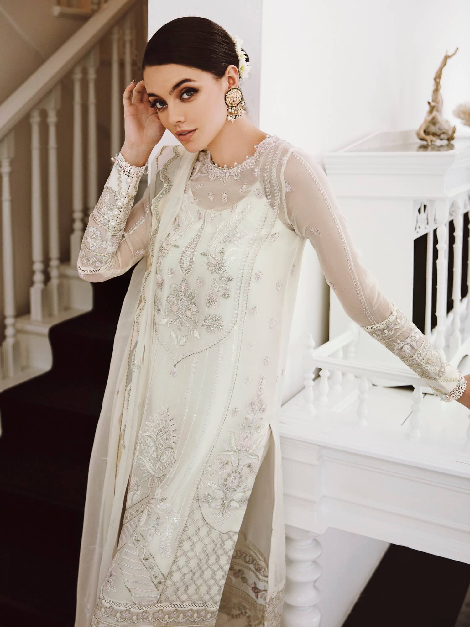 Saad Shaikh Ella Embroidered Luxury Chiffon 3Pc Suit DSG-03 - House Of Hania