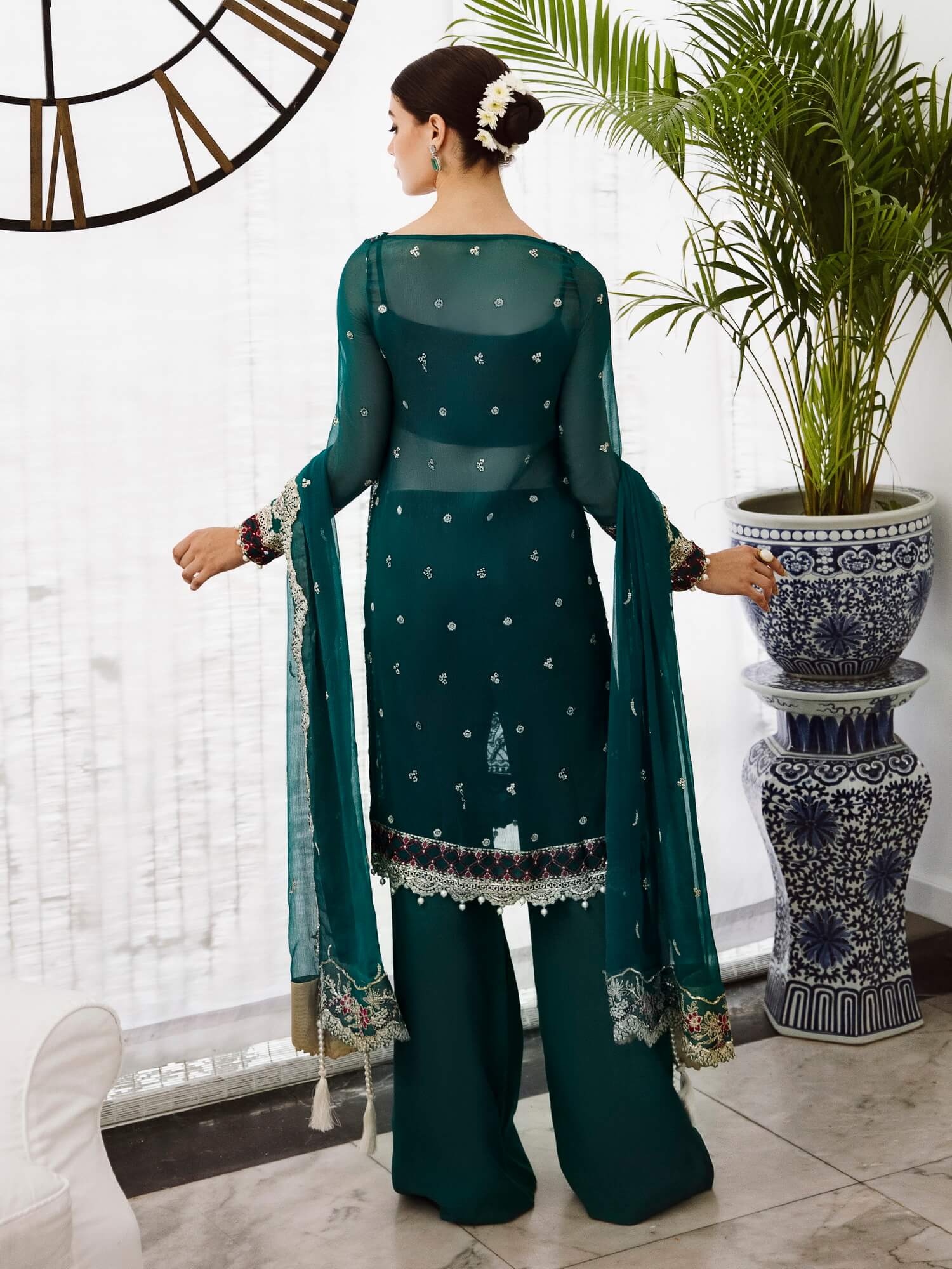 Saad Shaikh Ella Embroidered Luxury Chiffon 3Pc Suit DSG-06 - House Of Hania
