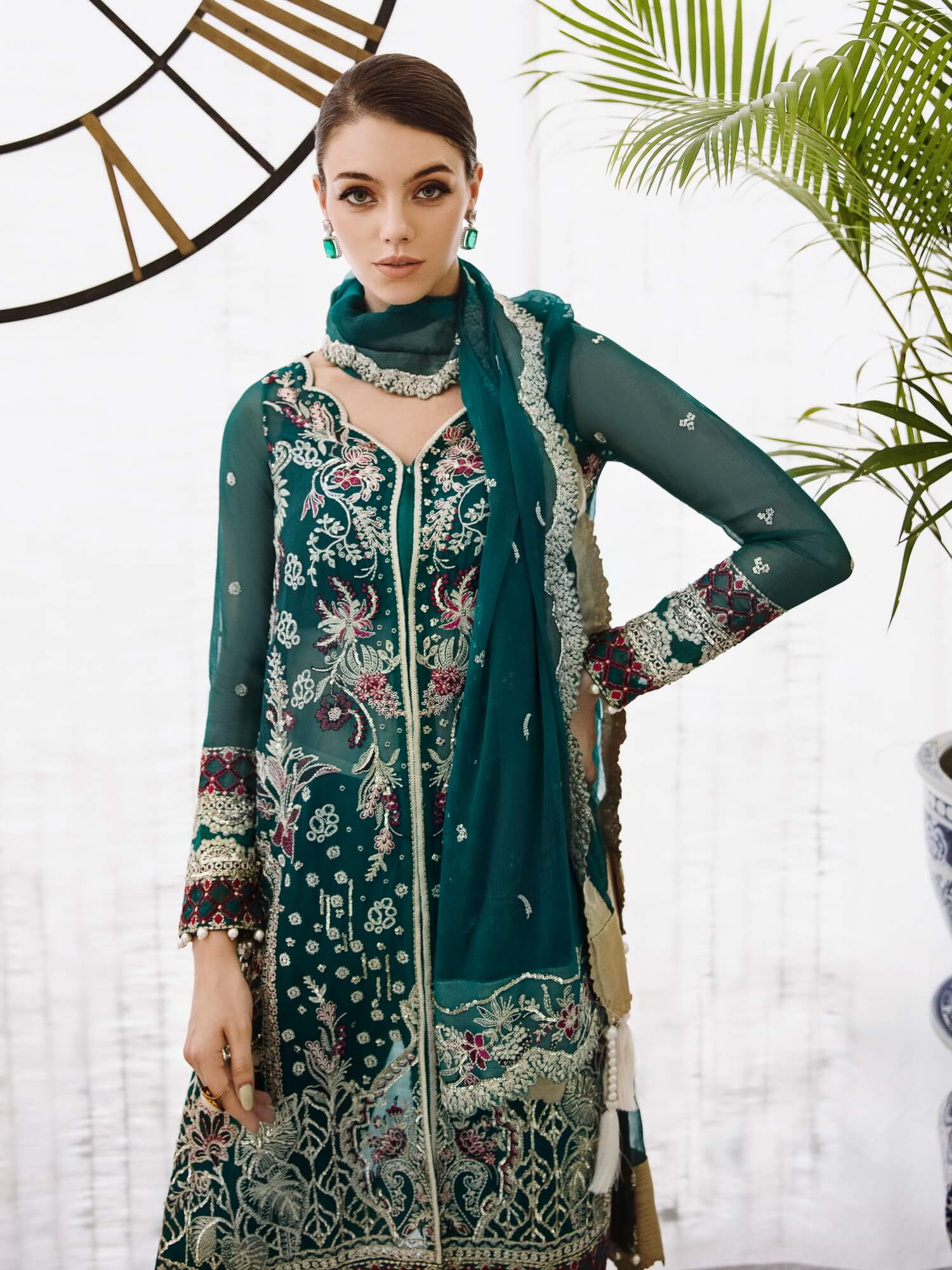 Saad Shaikh Ella Embroidered Luxury Chiffon 3Pc Suit DSG-06 - House Of Hania