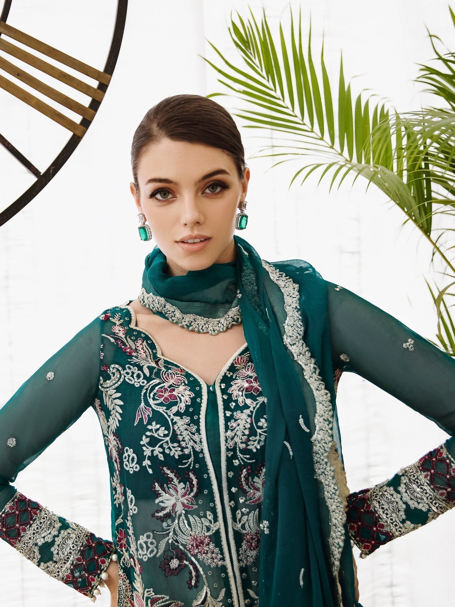Saad Shaikh Ella Embroidered Luxury Chiffon 3Pc Suit DSG-06 - House Of Hania