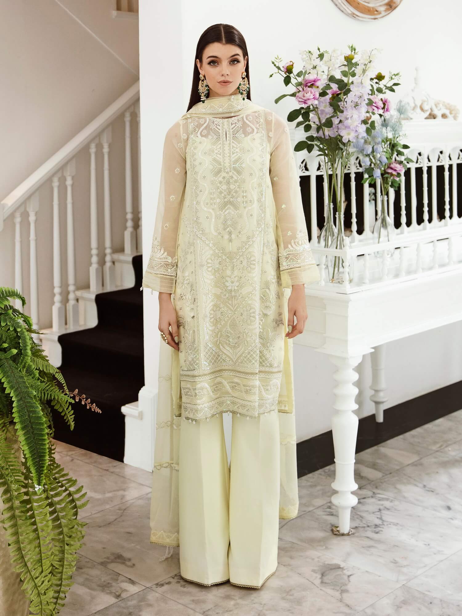 Saad Shaikh Ella Unstitched Embroidered Luxury Chiffon 3Pc Suit DSG-04 - House Of Hania