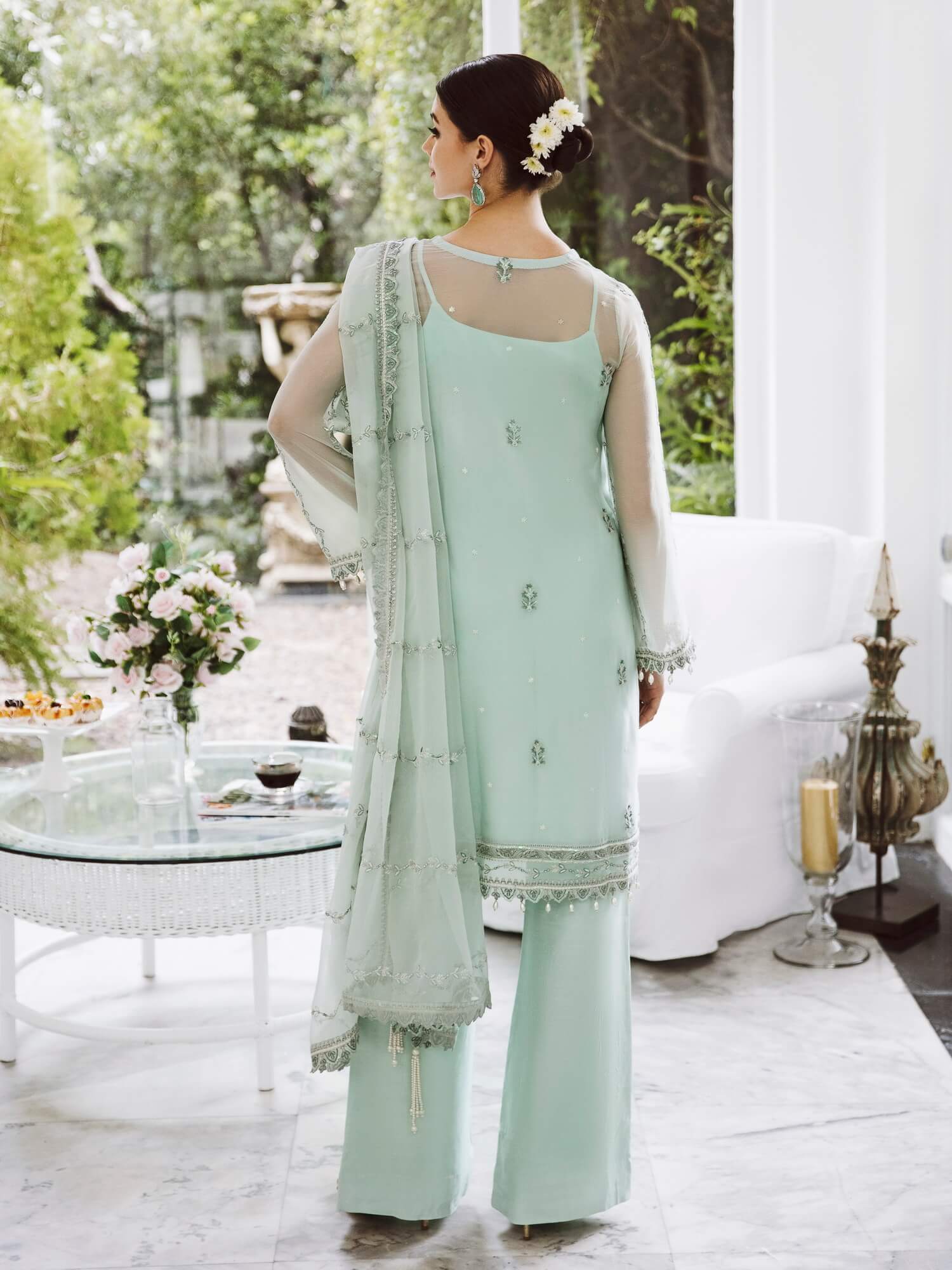 Saad Shaikh Ella Unstitched Embroidered Luxury Chiffon 3Pc Suit DSG-07 - House Of Hania