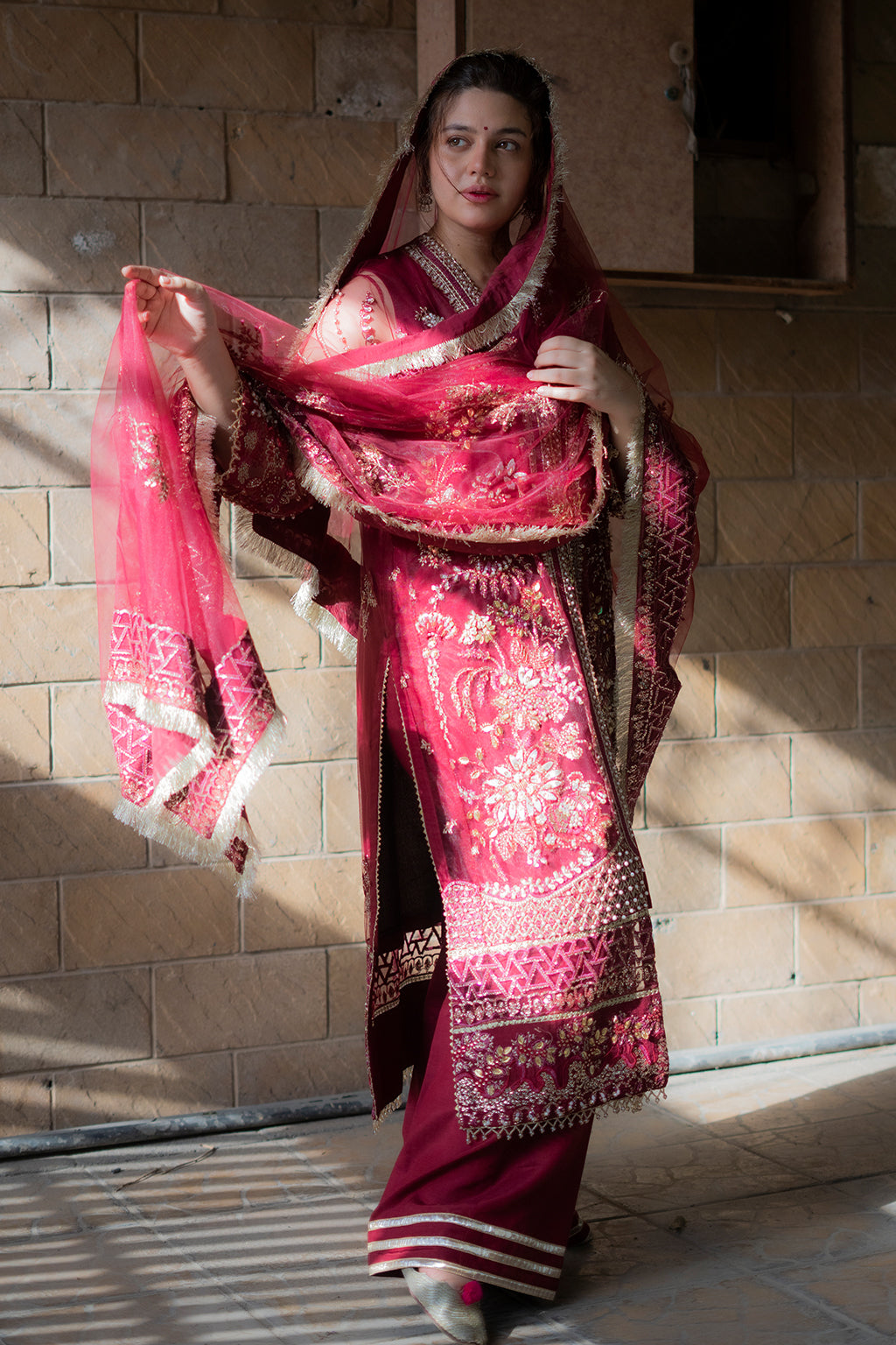 Saad Shaikh Fleurie Vol-02 Luxury Embroidered Net 3Pc Suit - Arya - House Of Hania