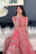Saad Shaikh Fleurie Vol-02 Luxury Embroidered Net 3Pc Suit - Sandy - House Of Hania