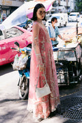 Saad Shaikh Fleurie Vol-02 Luxury Embroidered Net 3Pc Suit - Sandy - House Of Hania