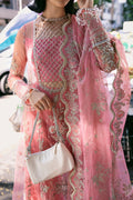 Saad Shaikh Fleurie Vol-02 Luxury Embroidered Net 3Pc Suit - Sandy - House Of Hania