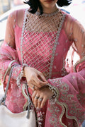 Saad Shaikh Fleurie Vol-02 Luxury Embroidered Net 3Pc Suit - Sandy - House Of Hania