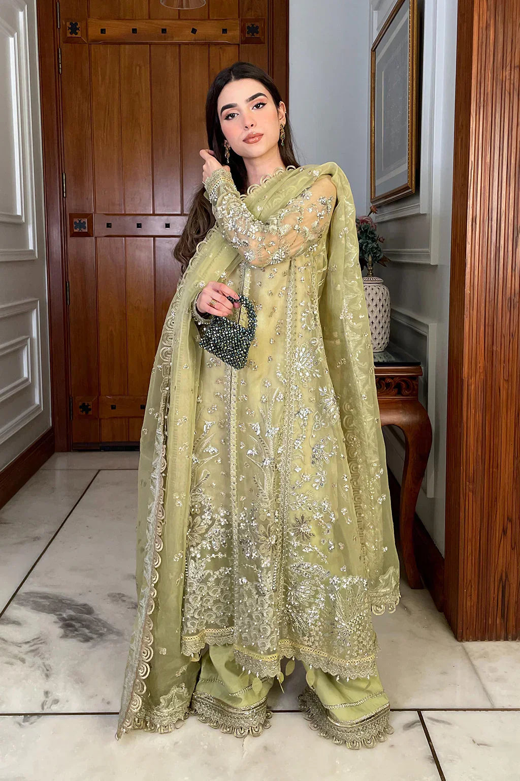 Saad Shaikh Fleurie Vol-02 Luxury Embroidered Organza 3Pc Suit - Marisol - House Of Hania