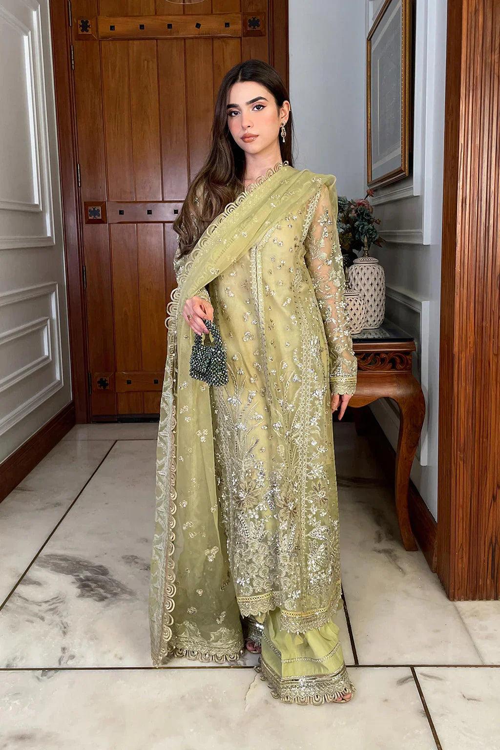 Saad Shaikh Fleurie Vol-02 Luxury Embroidered Organza 3Pc Suit - Marisol - House Of Hania