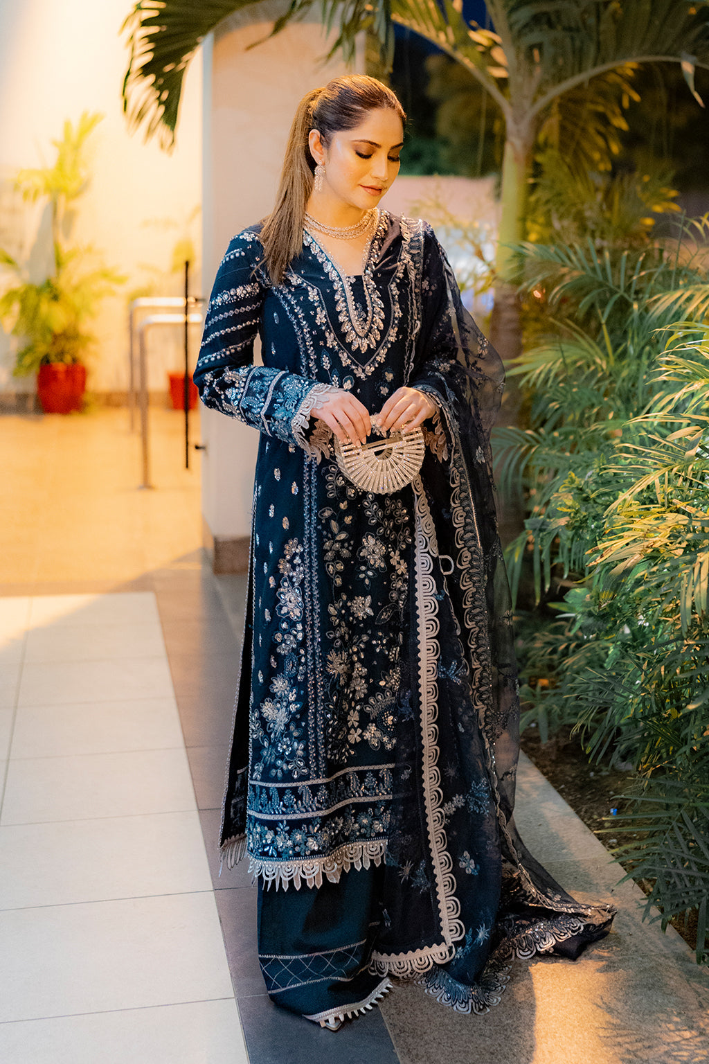 Saad Shaikh Fleurie Vol-02 Luxury Embroidered Raw Silk 3Pc Suit - Belle - House Of Hania