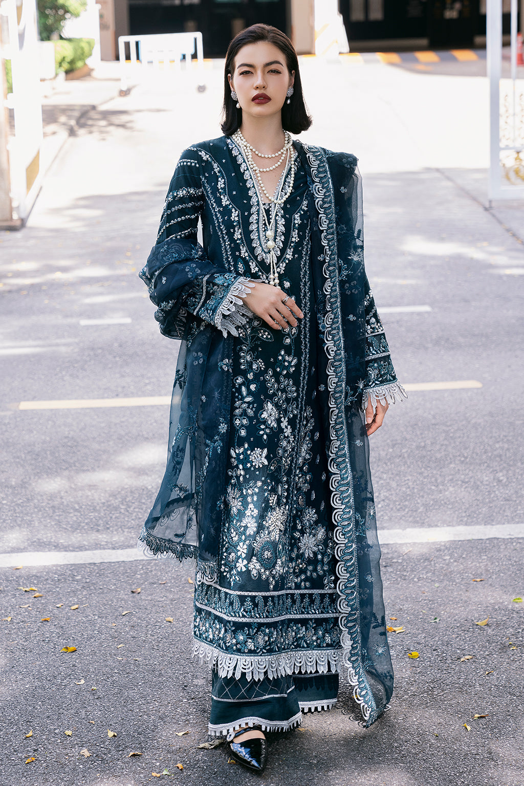 Saad Shaikh Fleurie Vol-02 Luxury Embroidered Raw Silk 3Pc Suit - Belle - House Of Hania