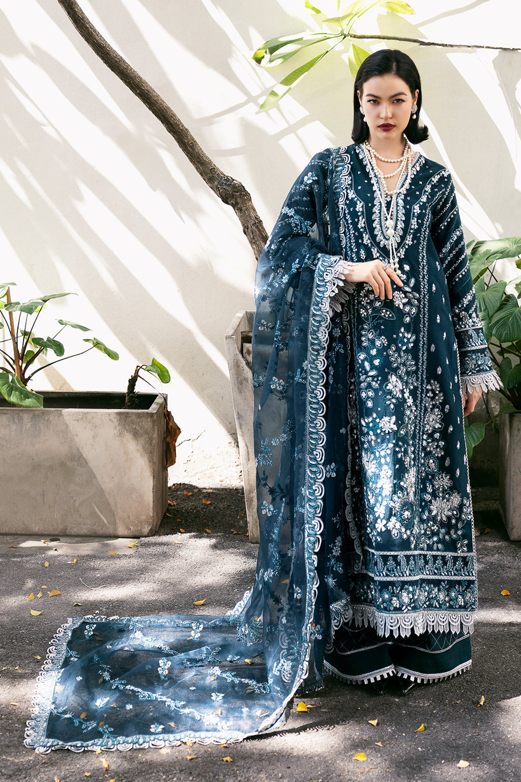 Saad Shaikh Fleurie Vol-02 Luxury Embroidered Raw Silk 3Pc Suit - Belle - House Of Hania