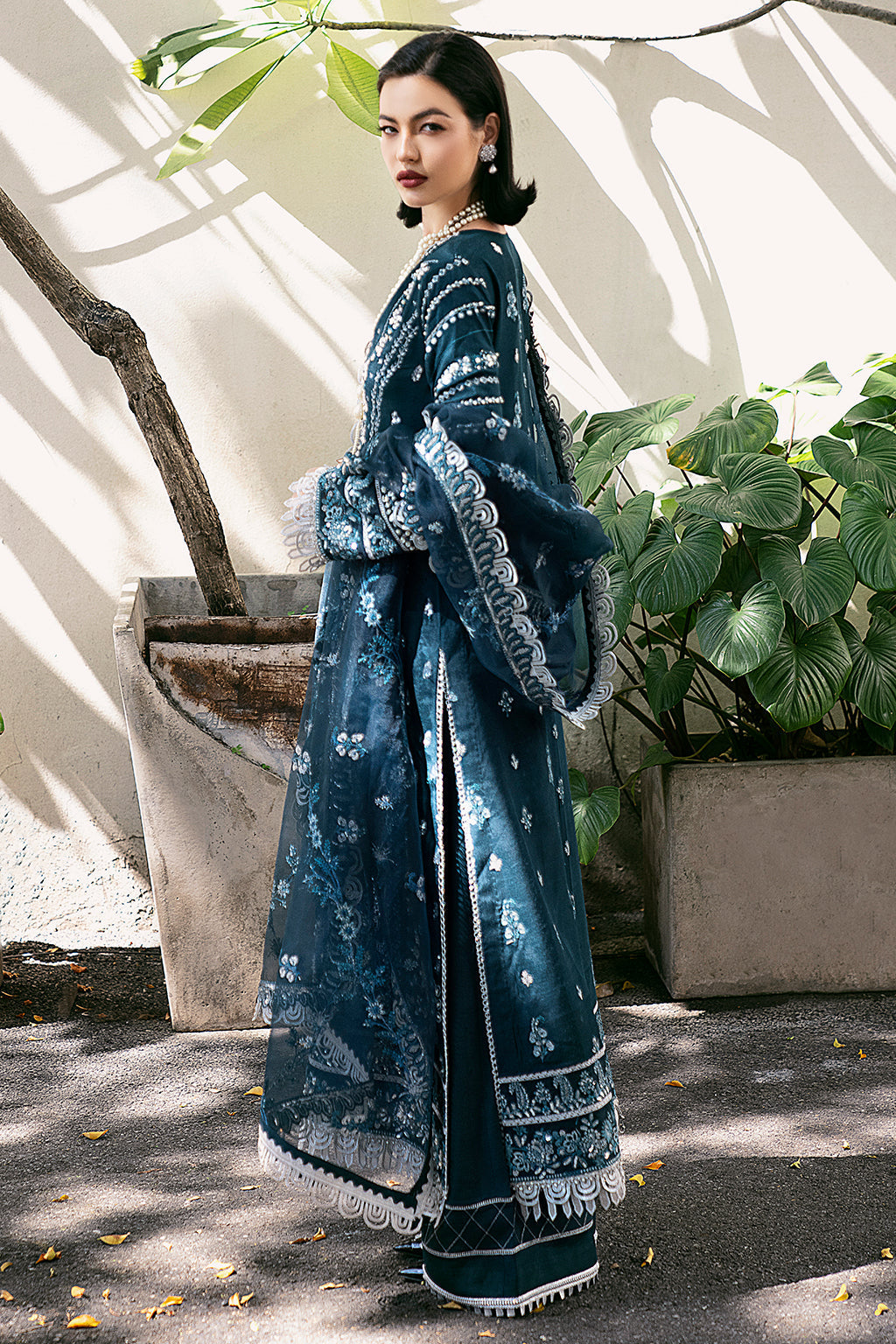 Saad Shaikh Fleurie Vol-02 Luxury Embroidered Raw Silk 3Pc Suit - Belle - House Of Hania