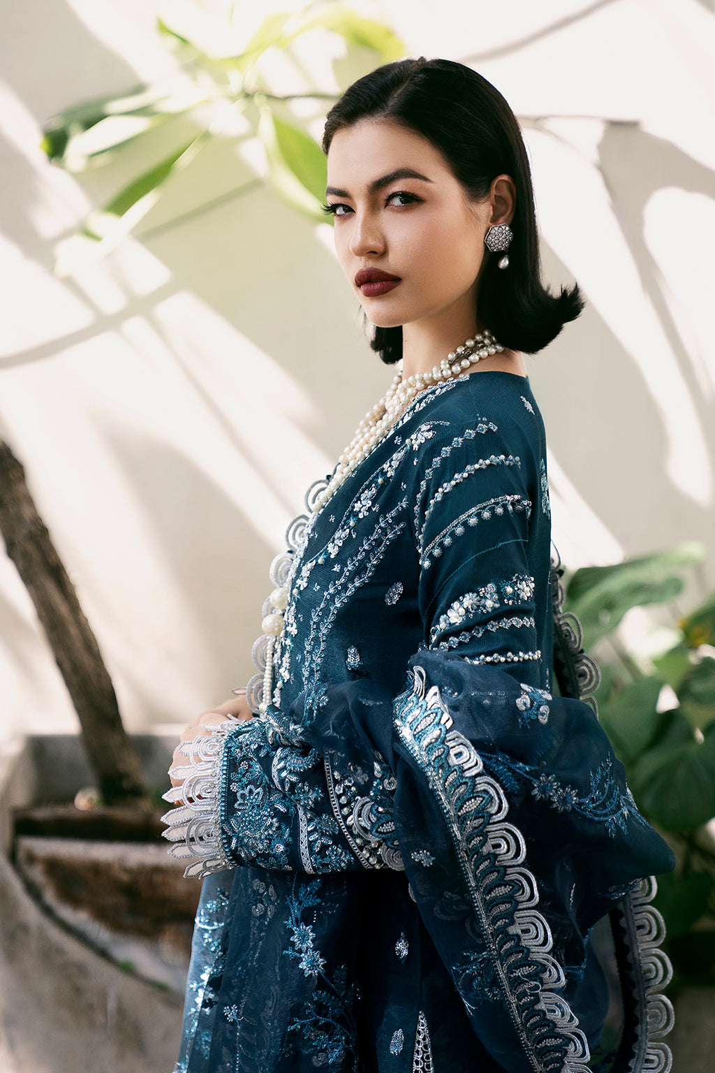 Saad Shaikh Fleurie Vol-02 Luxury Embroidered Raw Silk 3Pc Suit - Belle - House Of Hania