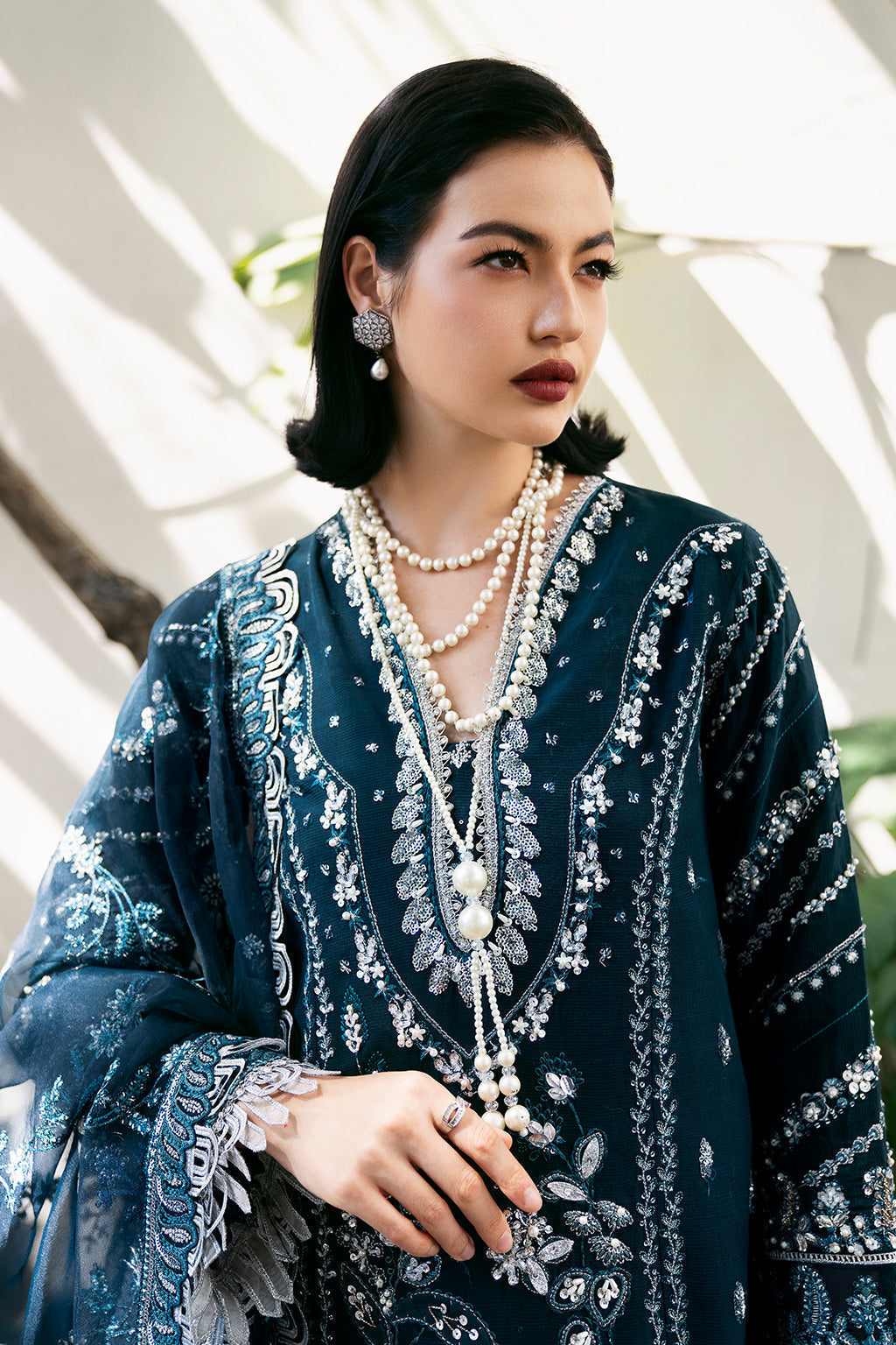 Saad Shaikh Fleurie Vol-02 Luxury Embroidered Raw Silk 3Pc Suit - Belle - House Of Hania