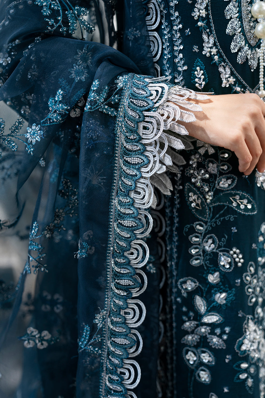 Saad Shaikh Fleurie Vol-02 Luxury Embroidered Raw Silk 3Pc Suit - Belle - House Of Hania