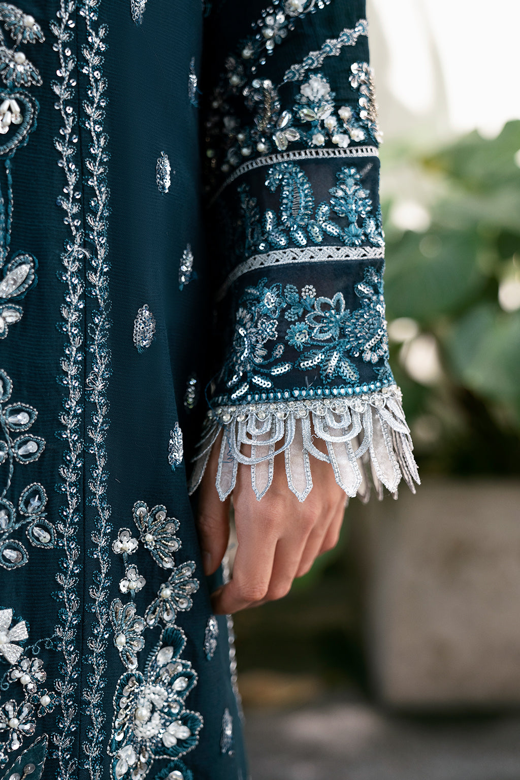 Saad Shaikh Fleurie Vol-02 Luxury Embroidered Raw Silk 3Pc Suit - Belle - House Of Hania