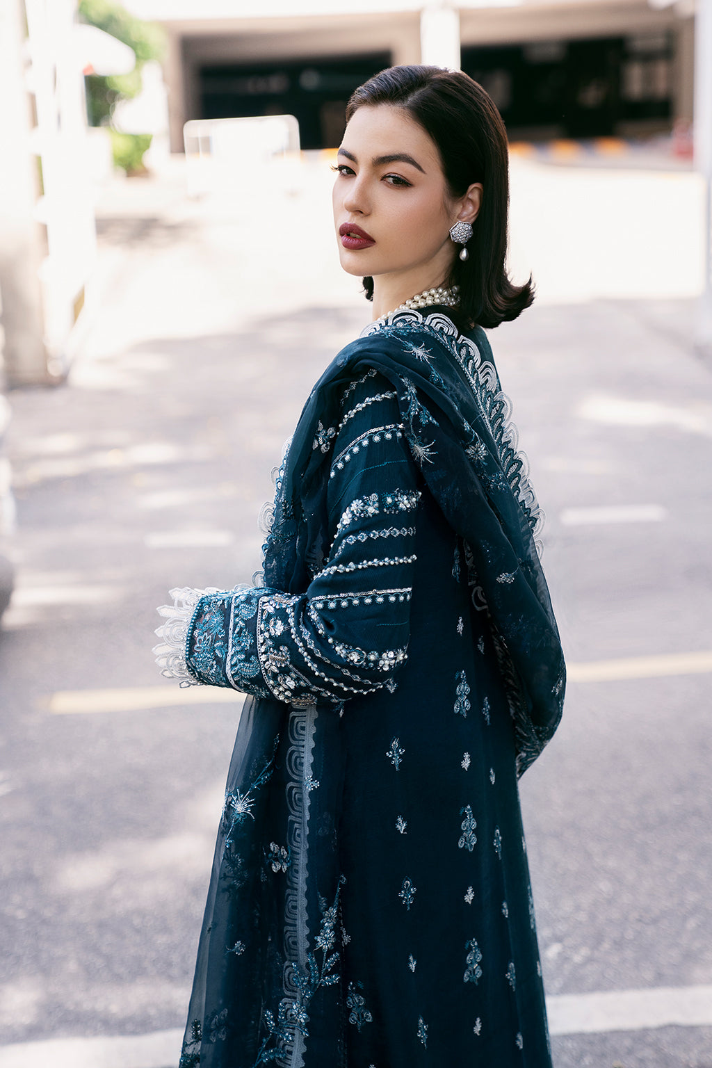 Saad Shaikh Fleurie Vol-02 Luxury Embroidered Raw Silk 3Pc Suit - Belle - House Of Hania