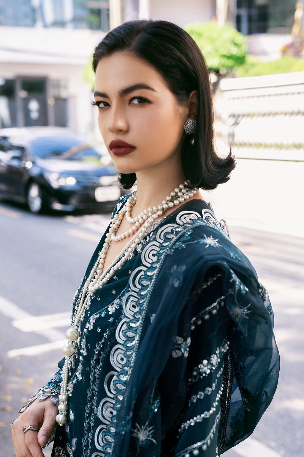 Saad Shaikh Fleurie Vol-02 Luxury Embroidered Raw Silk 3Pc Suit - Belle - House Of Hania