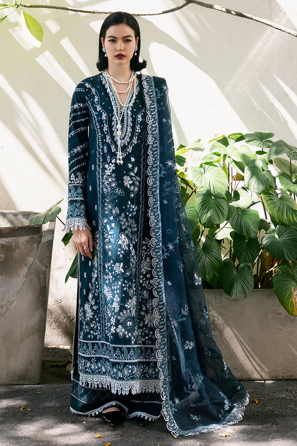 Saad Shaikh Fleurie Vol-02 Luxury Embroidered Raw Silk 3Pc Suit - Belle - House Of Hania