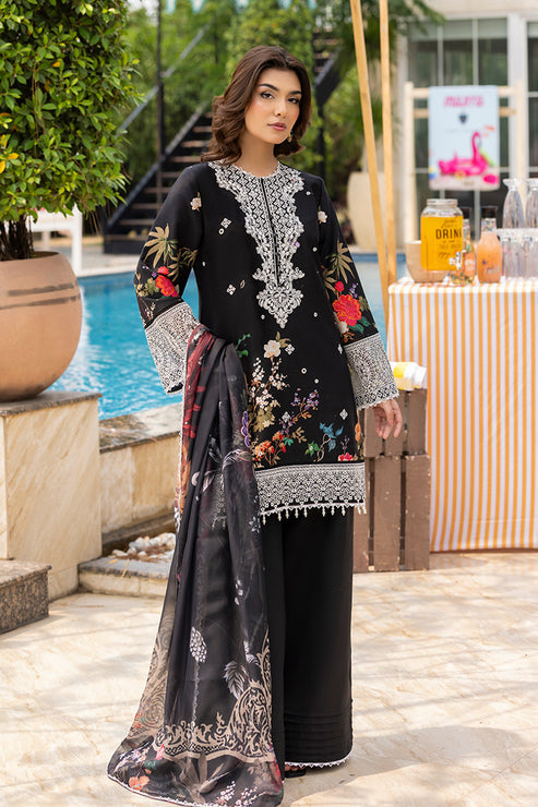 Saad Shaikh | Lawn 25 | Black - Zestel - House Of Hania