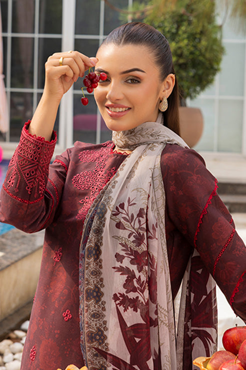 Saad Shaikh | Lawn 25 | Mehroon - Twilight Flora - House Of Hania