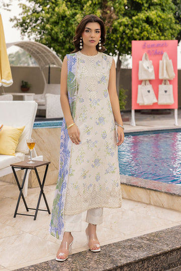 Saad Shaikh | Lawn 25 | Offwhite - Tropelle - House Of Hania