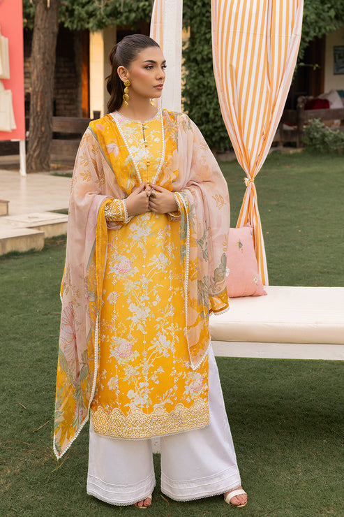 Saad Shaikh | Lawn 25 | Yellow - Amber Bloom - House Of Hania