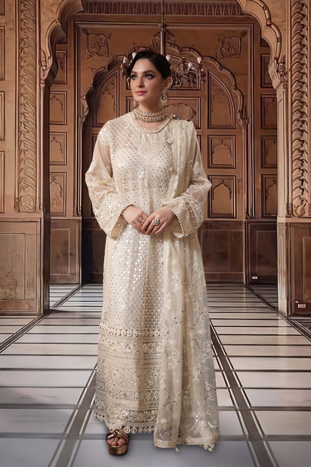 Sable Vogue Embroidered Net 4 Piece Suit FC-02-23 - House Of Hania