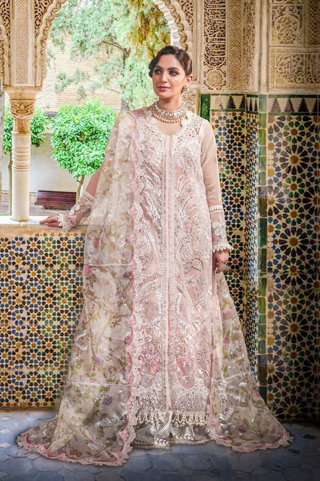 Sable Vogue Embroidered Organza 4 Piece Suit FC-07-23 - House Of Hania