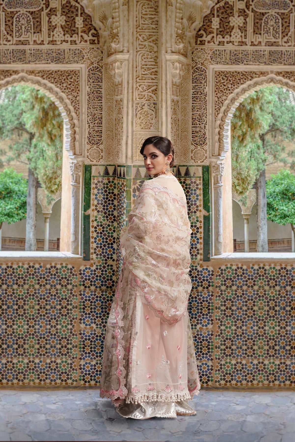 Sable Vogue Embroidered Organza 4 Piece Suit FC-07-23 - House Of Hania