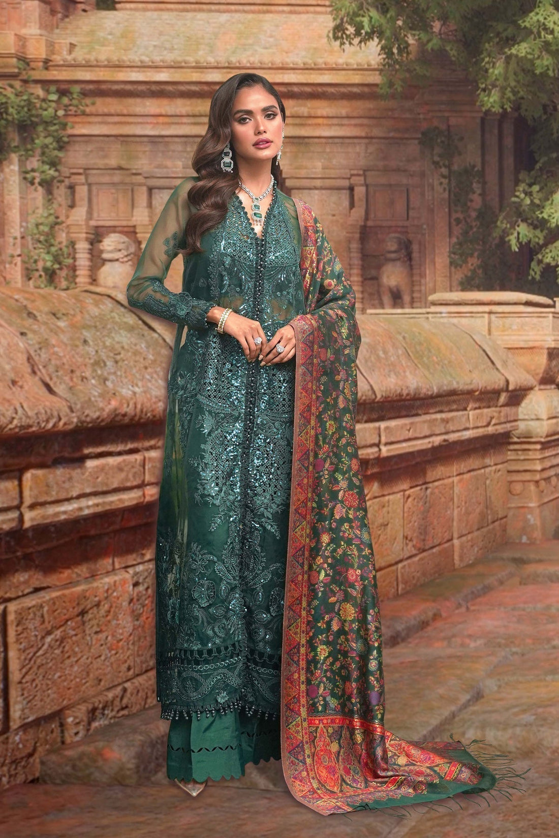 Sable Vogue Embroidered Organza 4 Piece Suit FC-08-23 - House Of Hania