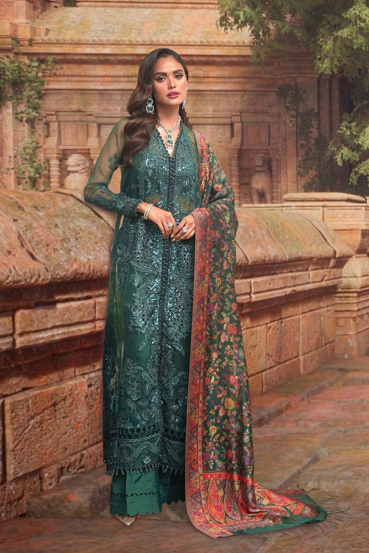 Sable Vogue Embroidered Organza 4 Piece Suit FC-08-23 - House Of Hania
