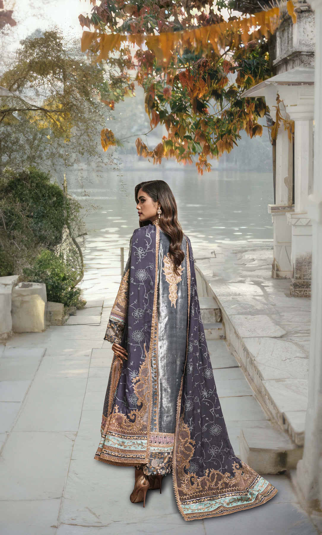 Sable Vogue Embroidered Velvet 3 Piece Suit FC-05-23 - House Of Hania